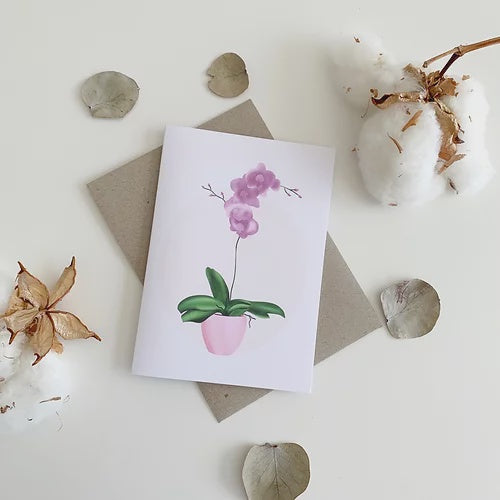 Watercolour Orchid Card