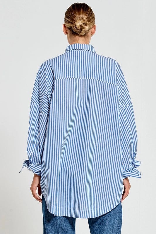 Oversized Shirt - Blue/White Stripe