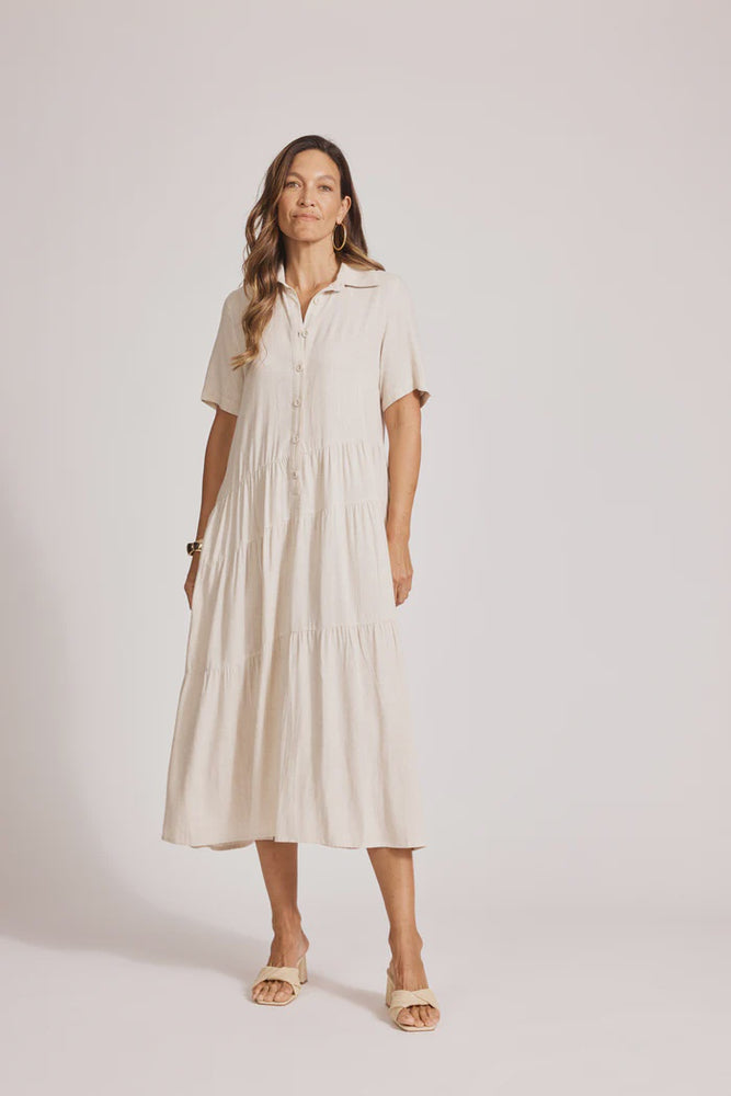 Alesia Tiered Shirt Dress - Tusk