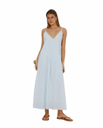 Blue Pleated Maxi Dress