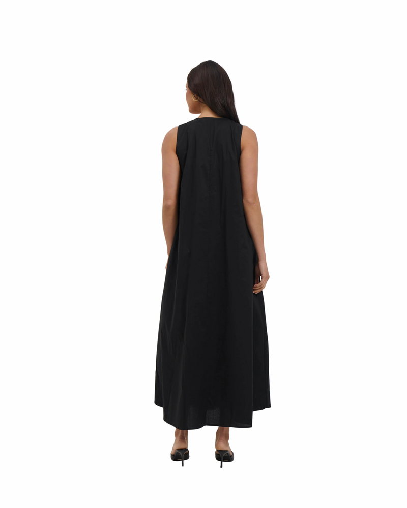 Black Gathered Maxi