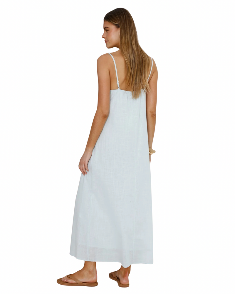 Blue Pleated Maxi Dress