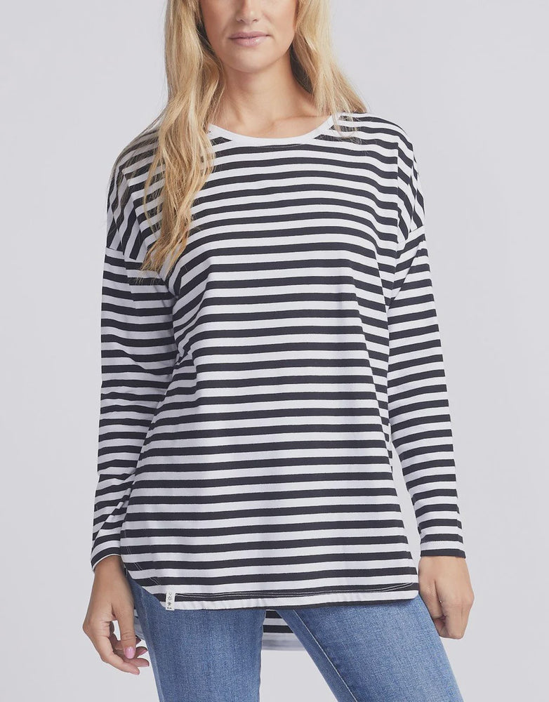 Lauren L/S Tee Blk Stripe