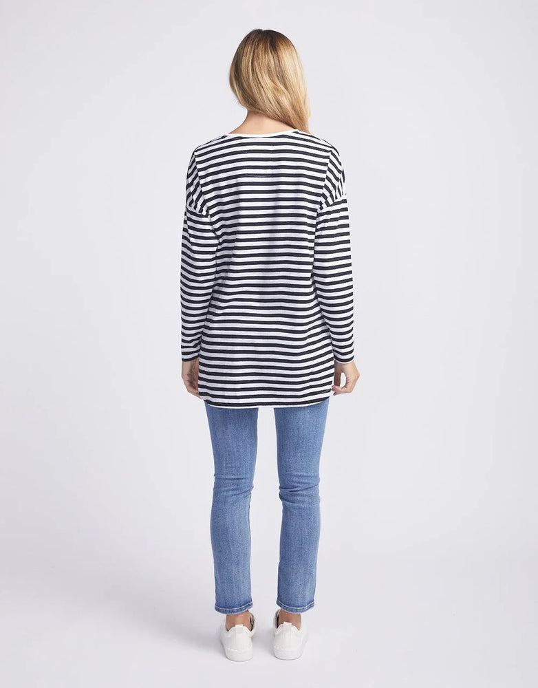 Lauren L/S Tee Blk Stripe