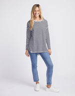 Lauren L/S Tee Blk Stripe