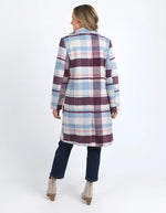 Blanche Check Coat - Blue/Merlot