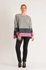 Box Cut Knit - Grey/Pink