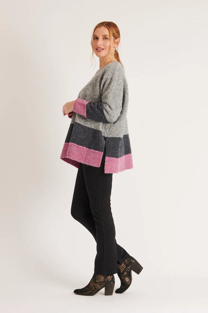 Box Cut Knit - Grey/Pink