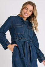 Tie Waist Midi Dress - Denim
