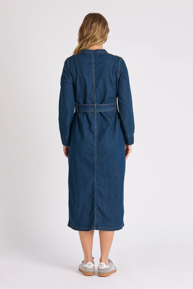 Tie Waist Midi Dress - Denim