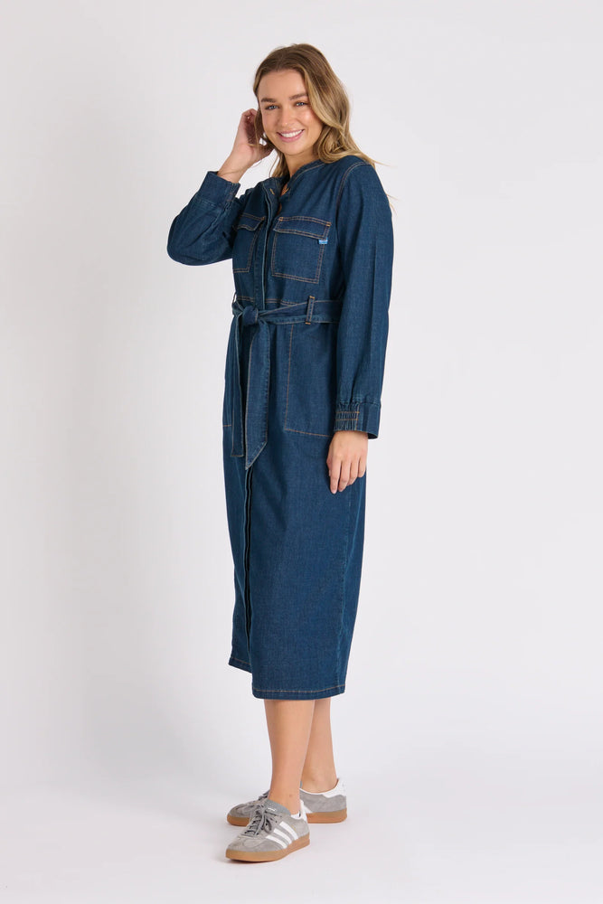 Tie Waist Midi Dress - Denim