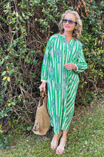 Cabanna Dress - Green/White