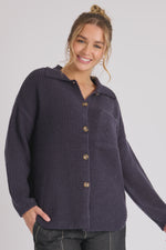 Collared Cardigan - Navy
