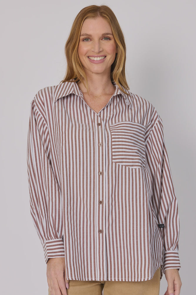 Oversized Stripe Shirt -Chocolate stripe