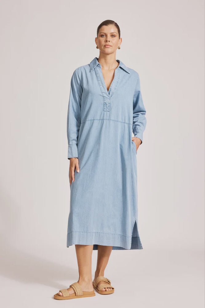 Melenia Denim Collared Dress -Denim