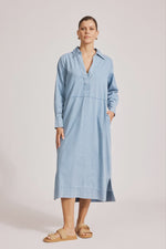 Melenia Denim Collared Dress -Denim