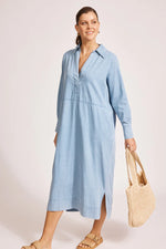 Melenia Denim Collared Dress -Denim