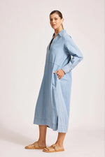 Melenia Denim Collared Dress -Denim