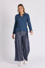 Collared Rib Tee - Blue