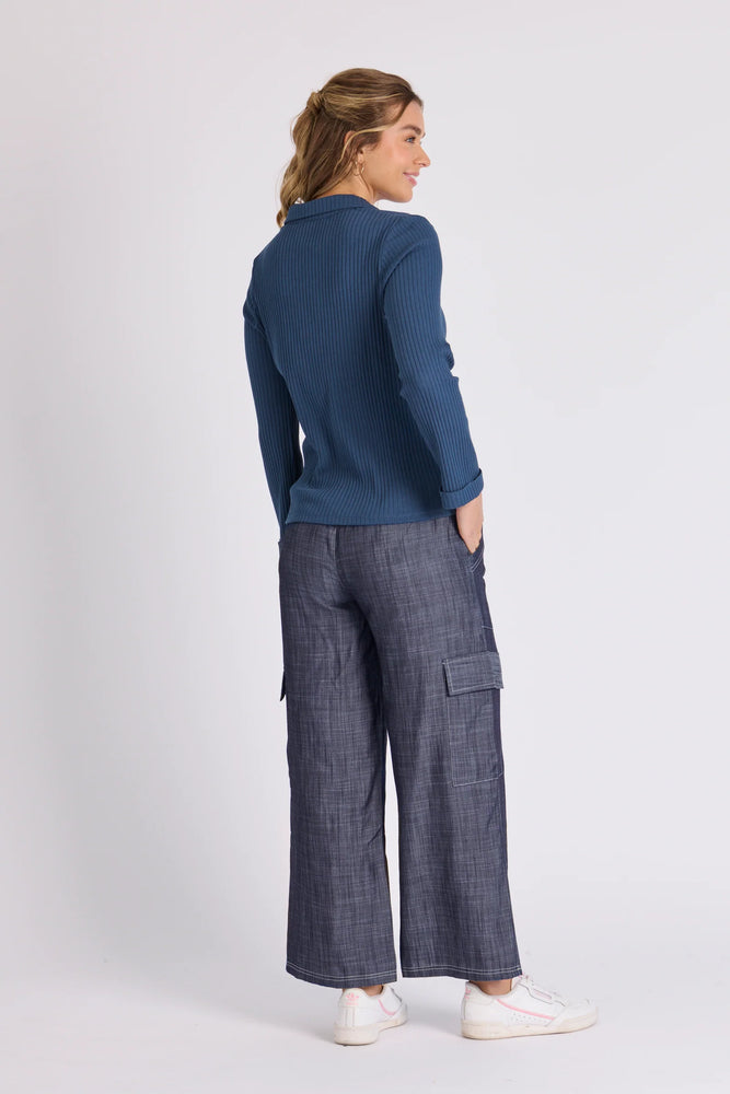 Collared Rib Tee - Blue