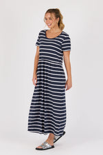 Drop Waist Dress - Navy/White Stripe