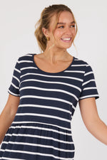 Drop Waist Dress - Navy/White Stripe