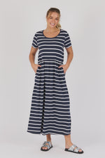 Drop Waist Dress - Navy/White Stripe