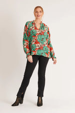 Frill Neck Blouse - Hibiscus