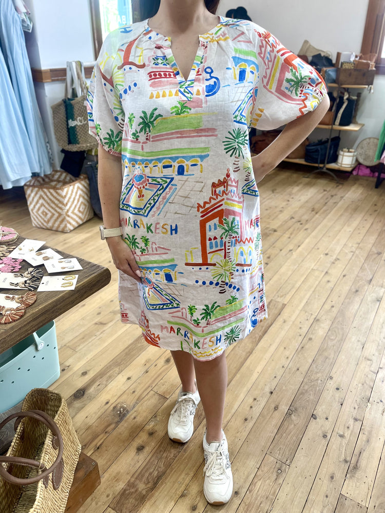 100% Linen SS Dress - Marrakesh