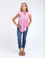 Market Lace trim Blouse Pink