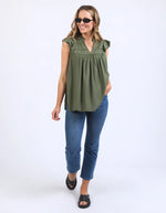 Market Lace trim Blouse -clover