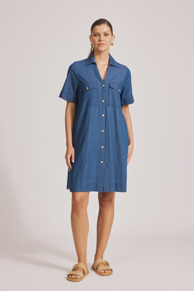 Melenia Denim Shirt Dress - Indigo
