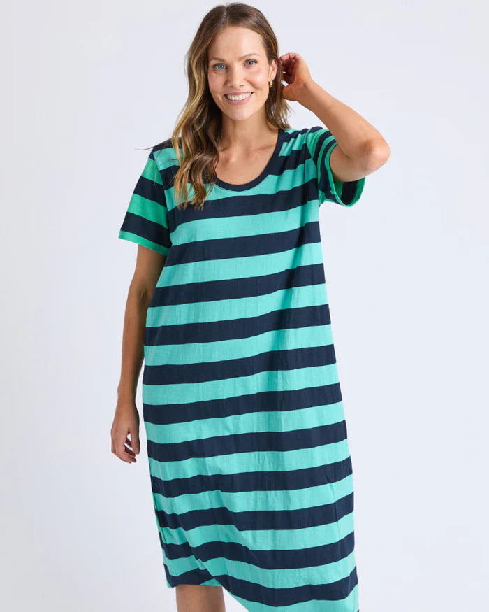 Mercury Stripe Dress - Blue and  Green  stripe