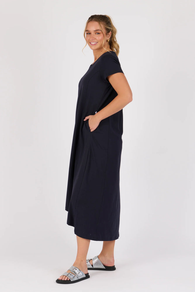 Panel T Shirt Maxi Dress - Blue
