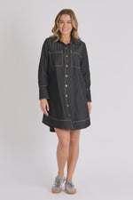 Pleat Detail Dress - Denim