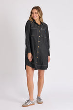 Pleat Detail Dress - Denim