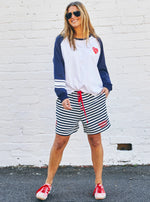 Retro Heart Tee - White/Navy