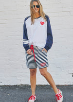Retro Stripe Short - Navy/White