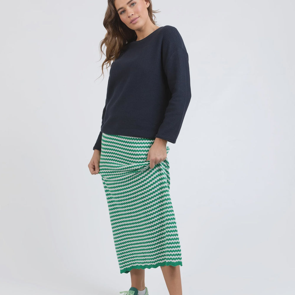 Rosie Stripe Skirt -Pine Green stripe
