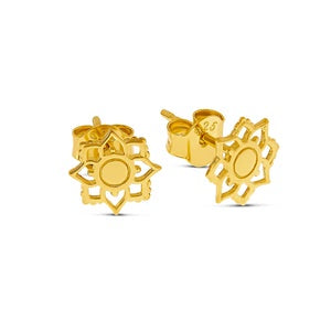 Gold Mandala Flower Studs