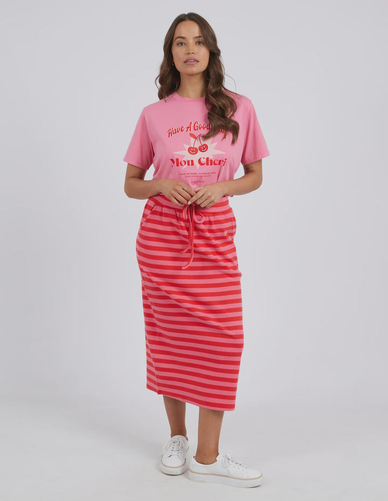 Sunset Stripe Skirt -Bittersweet & Strawberry Pink