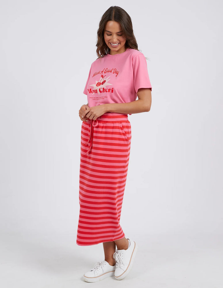 Sunset Stripe Skirt -Bittersweet & Strawberry Pink