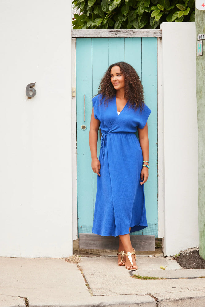 Tulum Wrap Dress - Cobalt