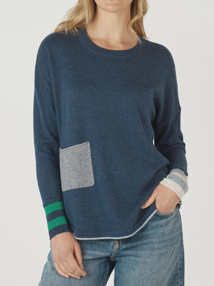 Birdseye Trim Jumper - Denim