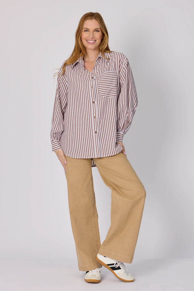 Oversized Stripe Shirt -Chocolate stripe