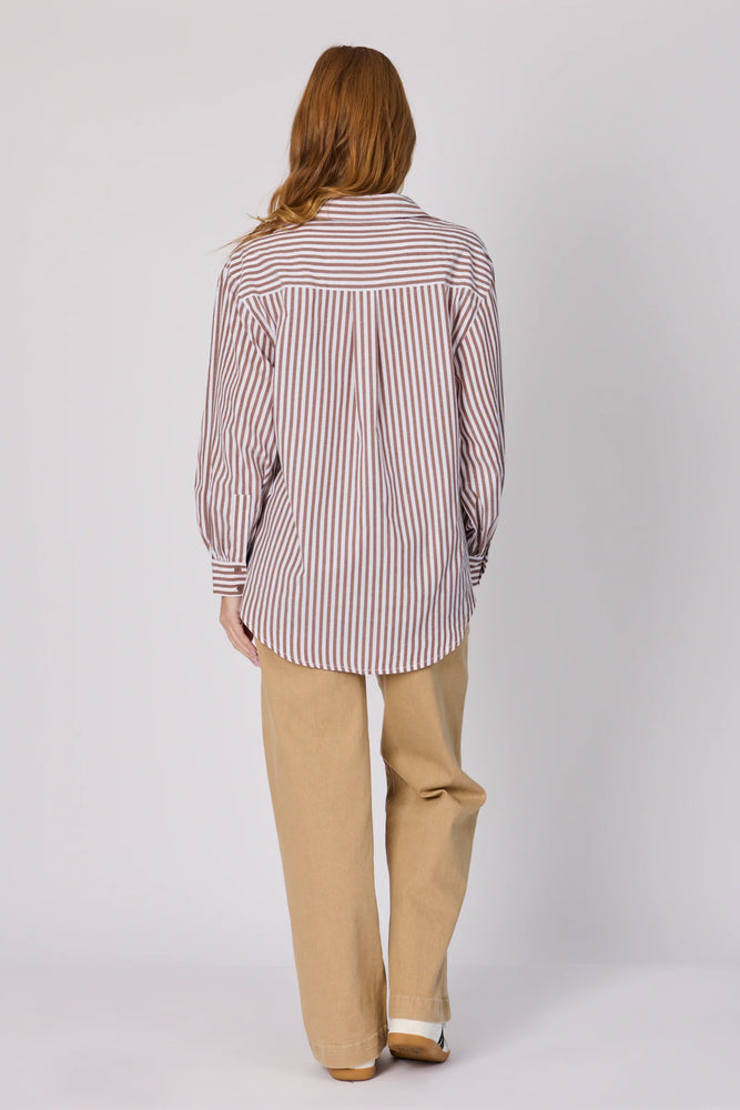 Oversized Stripe Shirt -Chocolate stripe