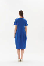 Diagonal Sleeve Diagonal Dress - Cornflower