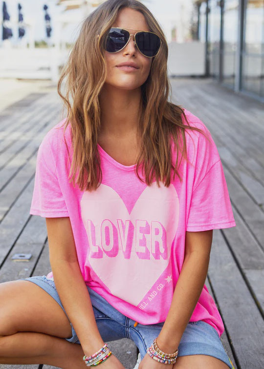 Vintage Wash Lover Heart Tee - Pink