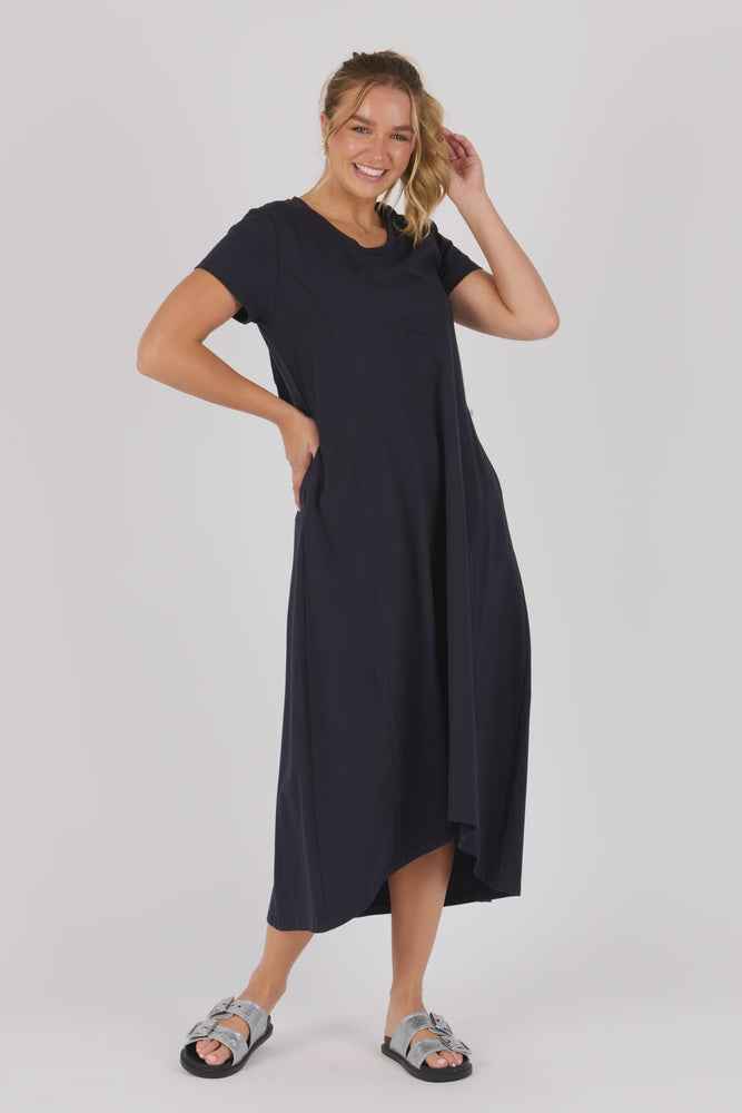 Panel T Shirt Maxi Dress - Blue