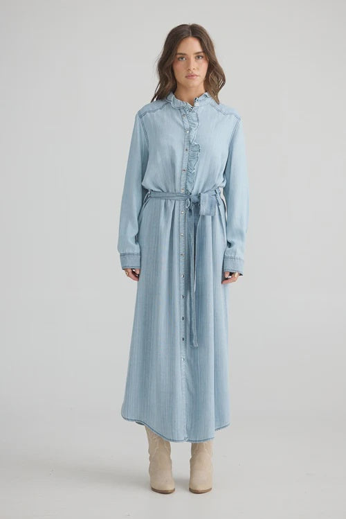 Pedro Maxi Dress - Light Wash Denim